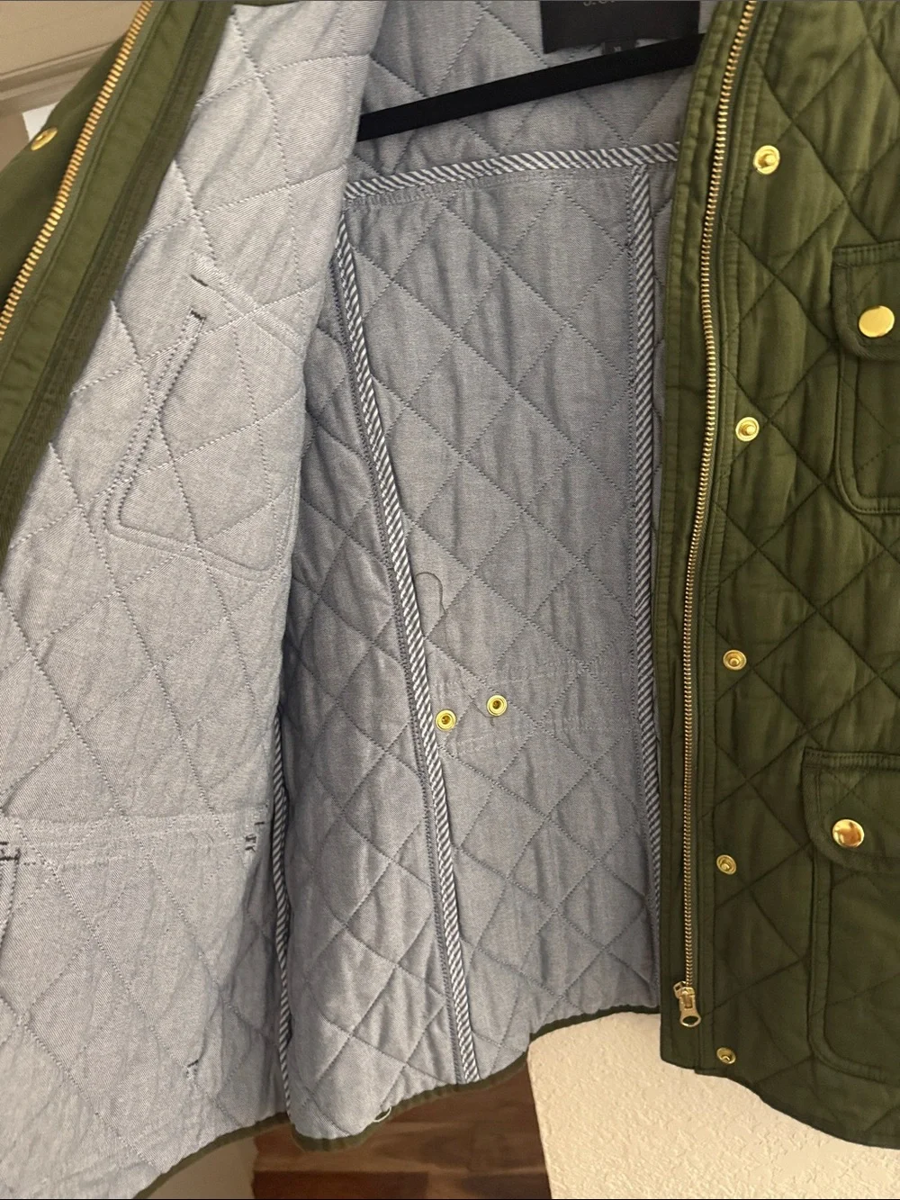 J. Crew women's Quilted Olive Green Field Jacket